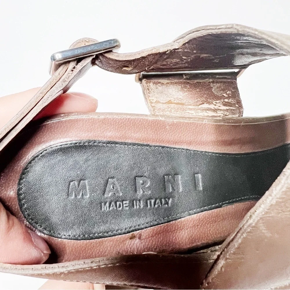 Marni Brown Leather Platform Sandals Size 9 Women’s